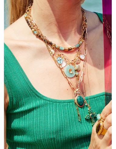 Collier grigri nacre et amazonite - EVE Paris Déstockage Promo