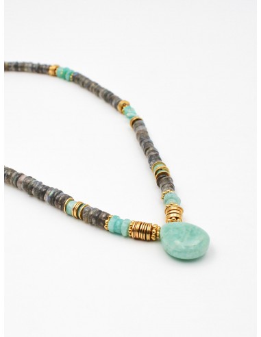 Collier heishi goutte labradorite et amazonite - SACHA Vous souhaitez 