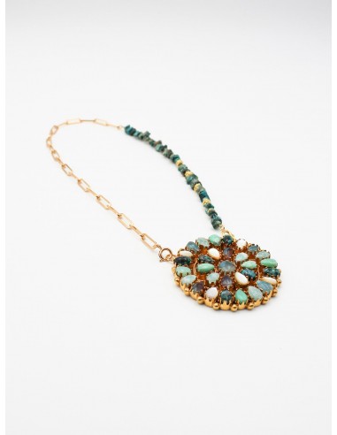 Collier big flower multico turquoise - ELSA Venez acheter