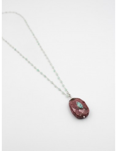 Collier argent perles et pierre facetée rhodonite - LOUISE Les magasins à Paris et en Île-de-France