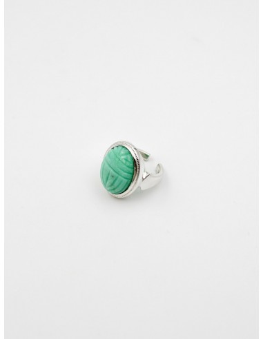 Bague scarabée argent chrysoprase - LOUISE rembourrage situé sous