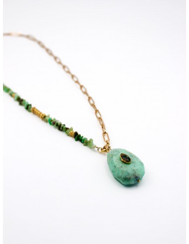 Collier bimatière chrysoprase - EMILIE Profitez des Offres !