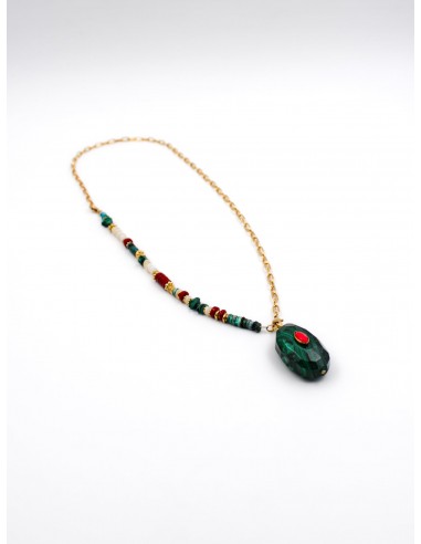 Collier bimatière chrysocolle - FRIDA Profitez des Offres !