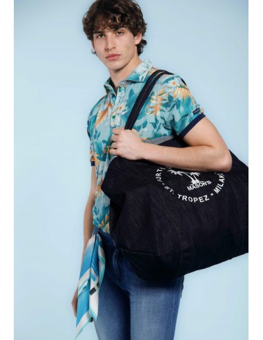 Mason’s Bag unisex in tela denim con scritta ① shop